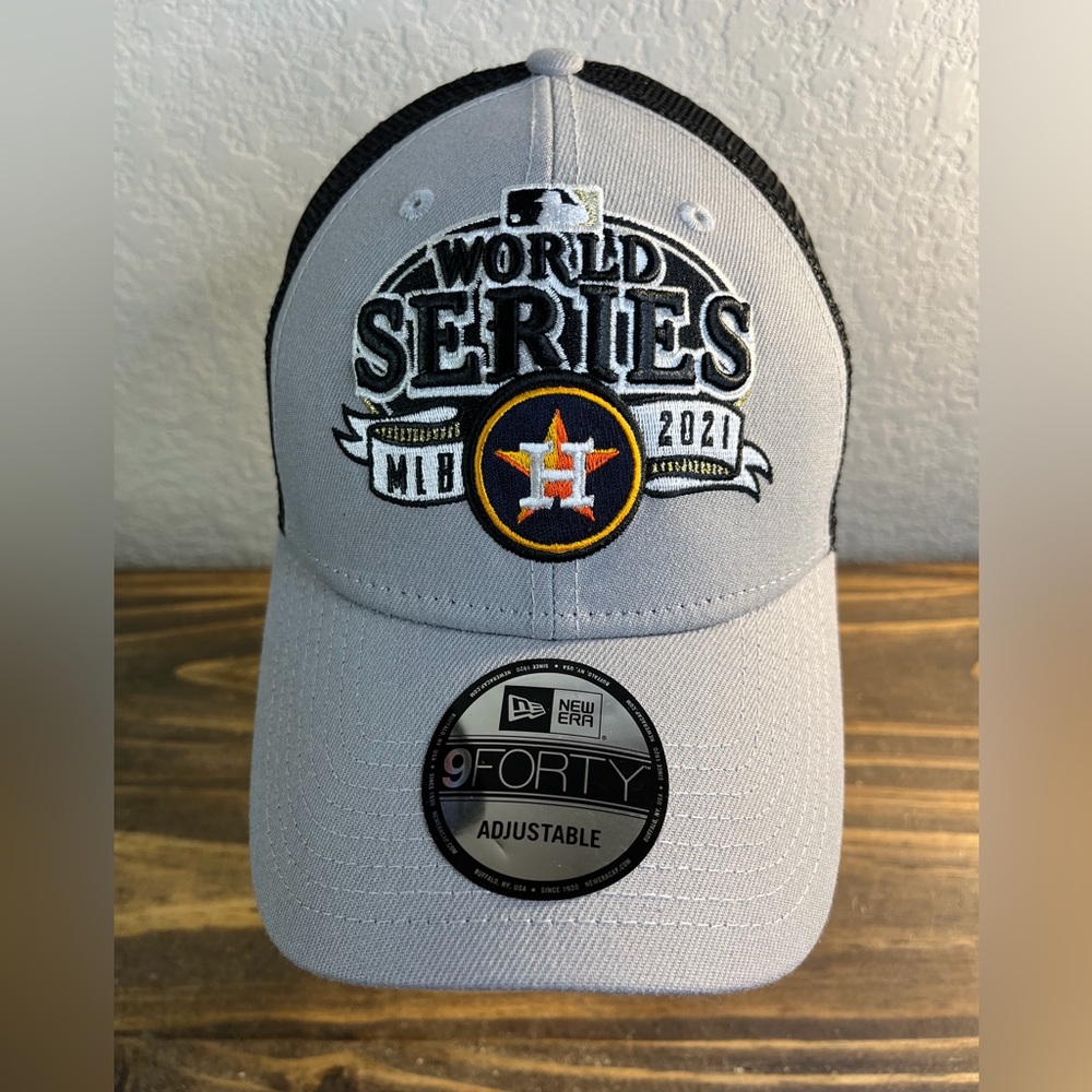 Houston Astros 2021 MLB World Series New Era 9FORTY Adjustable Gray Mesh Hat NWT